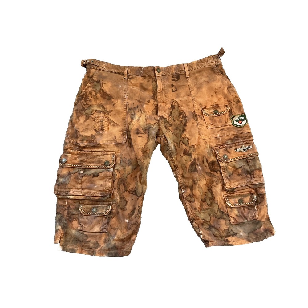 Robins Jeans Mens 44 Brown Orange The Show Motorcycle Rhinestone Grunge Shorts